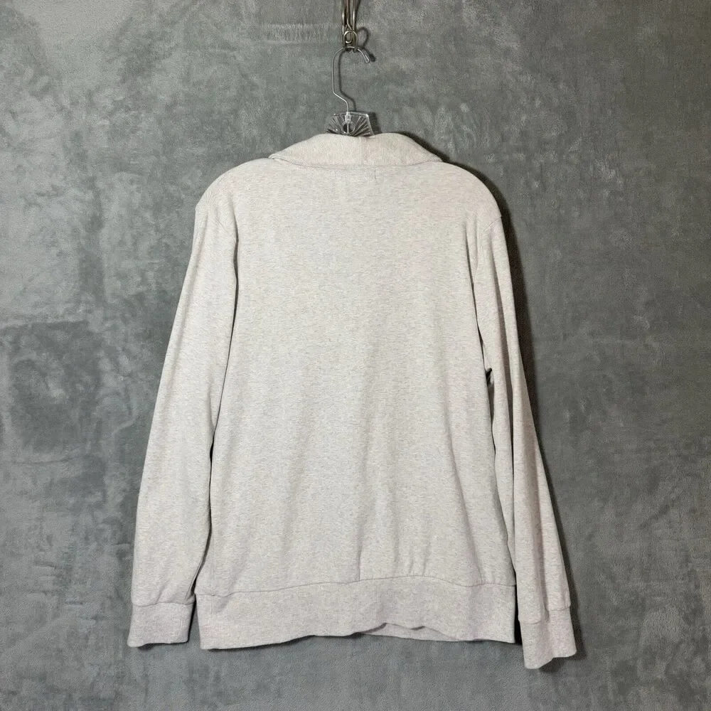 Banana Republic Sweater Mens Size Large Shawl Collar Oatmeal Beige Long Sleeve
